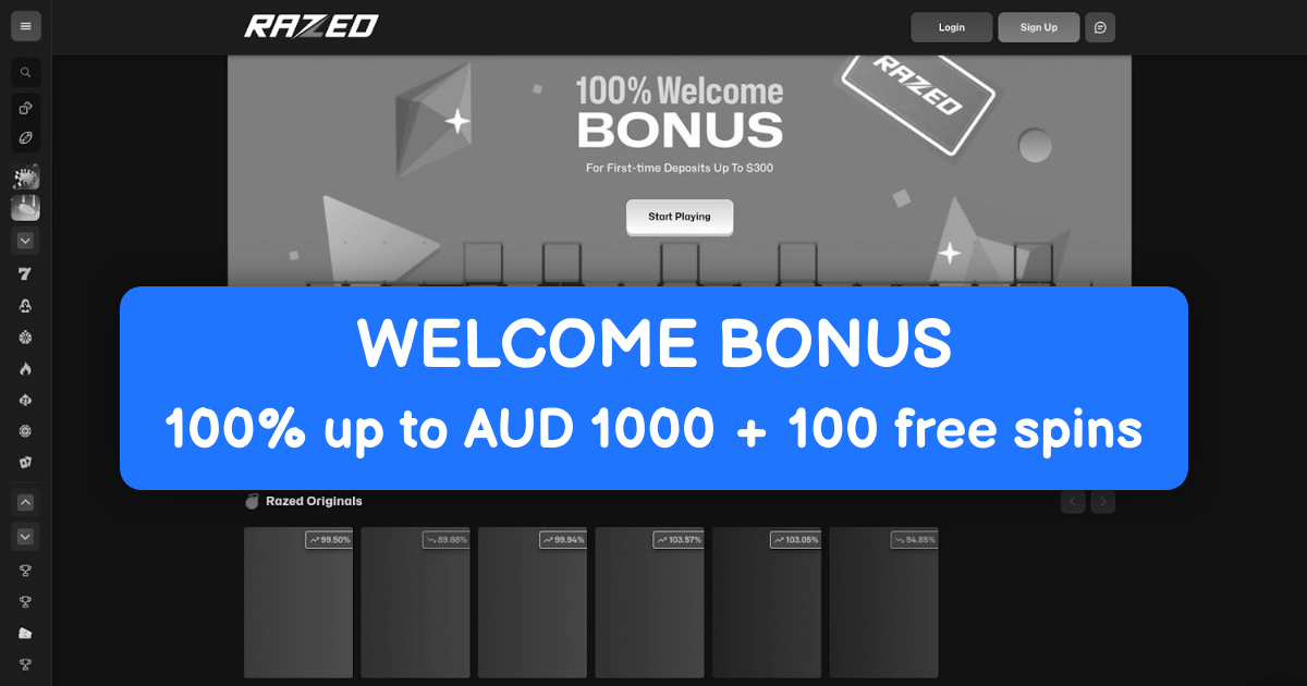 Razed Casino welcome bonus